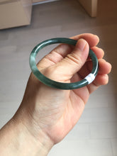 Load image into Gallery viewer, 55mm Certified Type A 100% Natural dark green/blue/gray with Guatemala slim round cut Jadeite bangle PJ94-2434
