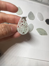Load image into Gallery viewer, 100% Natural type A light green purple white openwork jadeite pendant BP183
