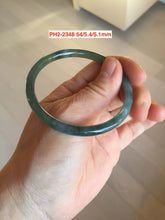 Load image into Gallery viewer, 54mm Certified Type A 100% Natural dark green/blue/gray with Guatemala slim round cut Jadeite bangle PH2-2348
