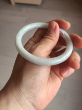 Load image into Gallery viewer, 53.5mm certified 100% natural Type A light green/white/ round cut jadeite jade bangle BS10-9563
