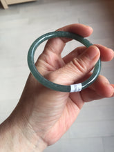 Load image into Gallery viewer, 56.5mm Certified Type A 100% Natural dark green/blue/gray Guatemala slim round cut Jadeite bangle PE59-7037
