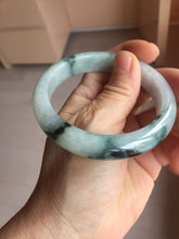 Load image into Gallery viewer, 56.5mm Certified Type A 100% Natural light purple white green with green floating flowers jadeite Jade bangle PB295-7300
