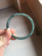 Load image into Gallery viewer, 54.8mm Certified Type A 100% Natural dark green/blue/gray with Guatemala slim round cut Jadeite bangle PJ103-5627
