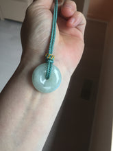 Load image into Gallery viewer, 19.7-27.5mm Type A 100% Natural light green white Jadeite Jade Safety Guardian Button donuts couple pendant PC130
