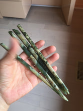 Load image into Gallery viewer, 100% Natural Mottled Green, Olive, and Creamy Yellow Camouflage Color Xiu Jade (Serpentine) Hairpin Group AW60
