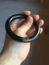 Load image into Gallery viewer, 56mm certified 100% Natural black meteorite chubby round cut nephrite bangle HN36-3600
