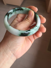 Load image into Gallery viewer, 59.2mm Certified Type A 100% Natural sunny green/dark green/purple/white Spring Forest broad Jadeite bangle PH71-0574
