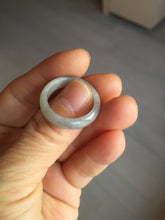 Load image into Gallery viewer, Size 8-8 3/4 100% natural type A icy watery black purple gray jadeite jade band ring PA207

