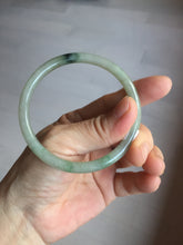Load image into Gallery viewer, 56mm Certified Type A 100% Natural sunny green/black/gray with dark green floating flowers slim round cut Jadeite bangle PD78-5771

