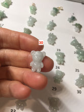 Load image into Gallery viewer, Type A 100% Natural icy watery light green sunny geen purple white clear jadeite jade cute baby bear pendant PH114 Add on item
