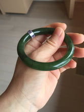 Load image into Gallery viewer, 53.3mm 100% Natural dark green/black round cut nephrite (碧玉) bangle HN98

