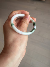 Load image into Gallery viewer, 49mm certified 100% natural Type A dark green white camouflage color oval round cut jadeite jade bangle BG81-3935
