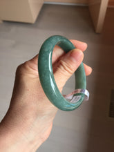 Load image into Gallery viewer, 58.6mm Certified Type A 100% Natural Light Green/Blue/Gray With Flying Snow Guatemala Jadeite Bangle PH268-1238
