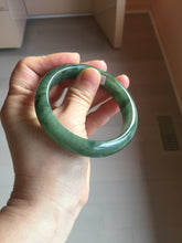Load image into Gallery viewer, 57.5mm Certified Type A 100% Natural oily dark green(老油青)/gray Jadeite bangle BG226-3213
