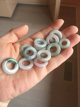 Load image into Gallery viewer, 17.9-21mm Type A 100% Natural light green purple green white Jadeite Safety Guardian Button donuts pendant PF25
