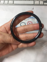 Load image into Gallery viewer, 卖了 58.5mm Type A 100% Natural icy black(冰乌鸡) gray Guatemala Slim Round Cut Jadeite Bangle PJ151-1381
