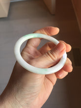 Load image into Gallery viewer, 55.5mm Certified Type A 100% Natural sunny green/white(白底青) flat Jadeite Jade bangle PE40-2866
