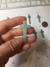 Load image into Gallery viewer, 100% Natural type A light green gray jadeite Jade Hand-held cross or cross pendant necklace PA208
