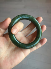 Load image into Gallery viewer, 55mm 100% Natural dark green(碧玉) black round cut nephrite Jade bangle HE104-0127
