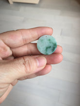 Load image into Gallery viewer, 22-23.5mm Type A 100% Natural sunny green light green purple with green floating flowers Jadeite Jade Safety Guardian round Pendant group BS143
