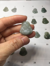 Load image into Gallery viewer, 100% Natural type A icy watery oily dark green(油青) happy Buddha jadeite pendant BS126
