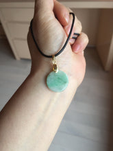 Load image into Gallery viewer, 16-19 mm Type A 100% Natural  light green sunny green white Jadeite Jade Safety Guardian Button donuts Pendant group PB90
