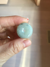 Load image into Gallery viewer, 19.7-27.5mm Type A 100% Natural light green white Jadeite Jade Safety Guardian Button donuts couple pendant PC130
