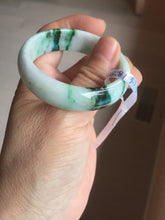 Load image into Gallery viewer, 46.7mm certified Type A 100% Natural sunny green/brown/white(白底青) kids Jadeite Jade bangle/scarf buckle PJ67-0098
