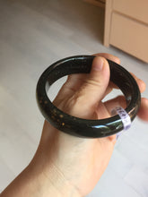 Load image into Gallery viewer, 61.9mm 100% Natural dark green/black meteorite Stellar Night sky nephrite bangle HN29-7604
