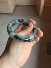 Load image into Gallery viewer, 53.5mm certified 100% natural Type A dark green black white Blooming Ink(水墨花开) jadeite jade bangle PB292-0508
