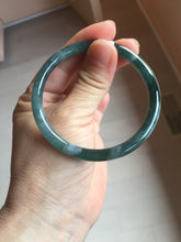 Load image into Gallery viewer, 55.8mm Certified Type A 100% Natural dark green/blue/gray/black Guatemala slim round cut Jadeite bangle PJ100-5624
