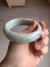Load image into Gallery viewer, 56.5mm certificated Type A 100% Natural sunny green/purple/yellow  Monet’s Water Lilies Jade bangle E62-1029
