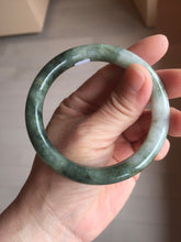 Load image into Gallery viewer, 56.6mm certified 100% natural Type A dark green(油青) gray round cut jadeite jade bangle H164-6009
