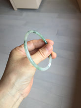 Load image into Gallery viewer, 57mm Certified Type A 100% Natural green/black/gray with dark green floating flowers super slim round cut Jadeite bangle PD47-5770
