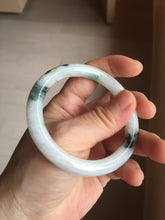 Load image into Gallery viewer, 53.5mm certified 100% natural Type A sunny green white purple carved and golden-painted round cut jadeite jade bangle PJ62
