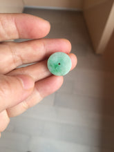 Load image into Gallery viewer, 16-19 mm Type A 100% Natural  light green sunny green white Jadeite Jade Safety Guardian Button donuts Pendant group PB90
