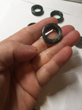 Load image into Gallery viewer, 100% natural type A dark green/sunny green/black jadeite jade band ring PB222
