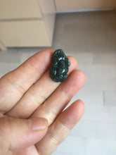 Load image into Gallery viewer, 100% Natural Type A Blue Green Gray Black 3D Pixiu (貔貅) Feng Shui Wealth Attractor Guatemala Jadeite Pendant Group Necklace PH222
