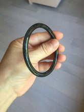 Load image into Gallery viewer, 58.8mm Type A 100% Natural dark green/black/blue/gray with flying snow Guatemala slim round cut Jadeite bangle PJ44-0687
