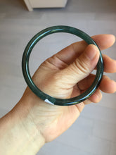 Load image into Gallery viewer, 63mm Certified Type A 100% Natural deep sea dark green/blue/black slim round cut Guatemala Jadeite bangle PC61-2067
