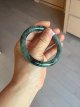 Load image into Gallery viewer, 55mm Certified Type A 100% Natural dark green/gray round cut Jadeite bangle PA227-2426
