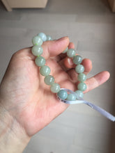 Load image into Gallery viewer, 10-10.5mm size 50-58mm 100% natural type A green gray jadeite jade beads bracelet AZ161
