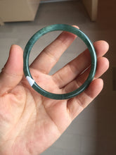 Load image into Gallery viewer, 58.3mm Certified Type A 100% Natural dark green/blue/gray Guatemala slim round cut Jadeite bangle PF12-5875
