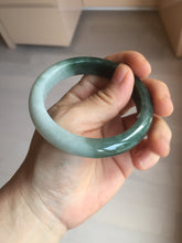 Load image into Gallery viewer, AllaboutjadeCanada.com only 55.5mm certified 100% natural Type A oily dark green gray black(老油青) half mountain half water (半山半水) jadeite jade bangle PC257-0052
