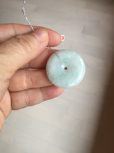 Load image into Gallery viewer, 25-33mm Type A 100% Natural light green white Jadeite Jade Safety Guardian Button donuts Pendant group PC107
