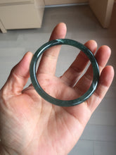 Load image into Gallery viewer, 57mm Certified Type A 100% Natural dark green/blue/gray/black Guatemala slim round cut Jadeite bangle PF64-0455
