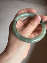 Load image into Gallery viewer, 54.5mm Certified type A 100% Natural light green dark green floating seaweed slim round cut Jadeite bangle PC59-6609
