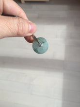Load image into Gallery viewer, 20mm 100% Natural icy watery light green clear jadeite Jade Safety Guardian Button (donut) Pendant BK106
