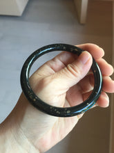 Load image into Gallery viewer, 61mm 100% Natural Dark Green Black Meteorite A Sky Full of Stars (繁星满天) Round Cut Nephrite Bangle HN224-0568
