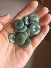 Load image into Gallery viewer, 14.5-23mm Type A 100% Natural dark green black gray(老油青) Jadeite Safety Guardian Button donuts pendant PF45
